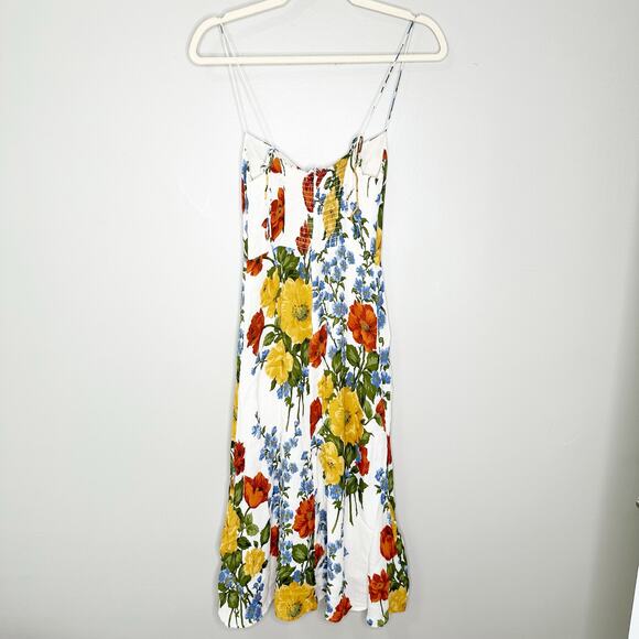 Reformation Juliette Dress Midi Tie Straps Side Slit Smocked Back Formosa Size 2 - Picture 2 of 12